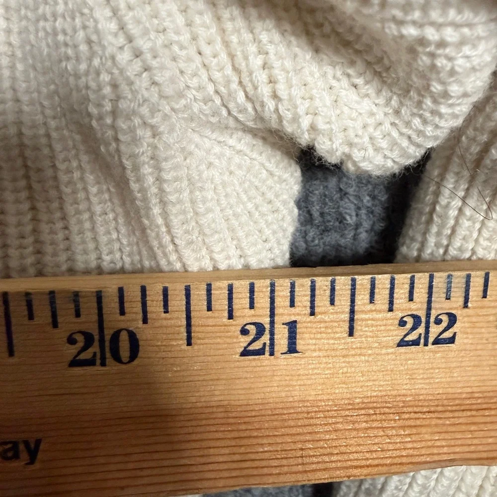 Wilfred Large Sweater Cream Ribbed Knit Merino Wool Cotton  Boxy  Long Sleeves